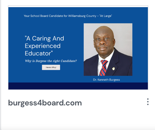 Image of a campaign website withe Candidate pictured on the right